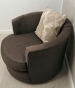 BROWN toned ROUND SWIVEL ARMCHAIR