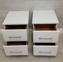 pair of two drawer white bedsides