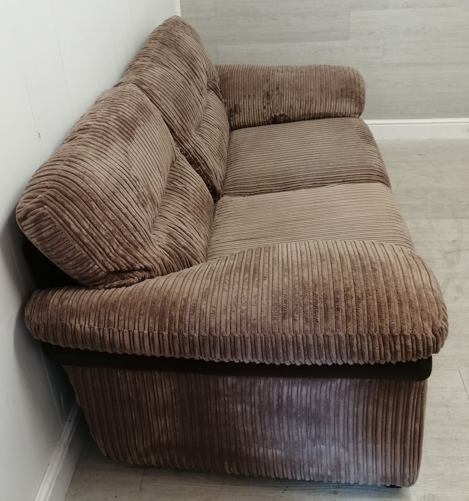 BROWN CORD TWO SEATER SOFA