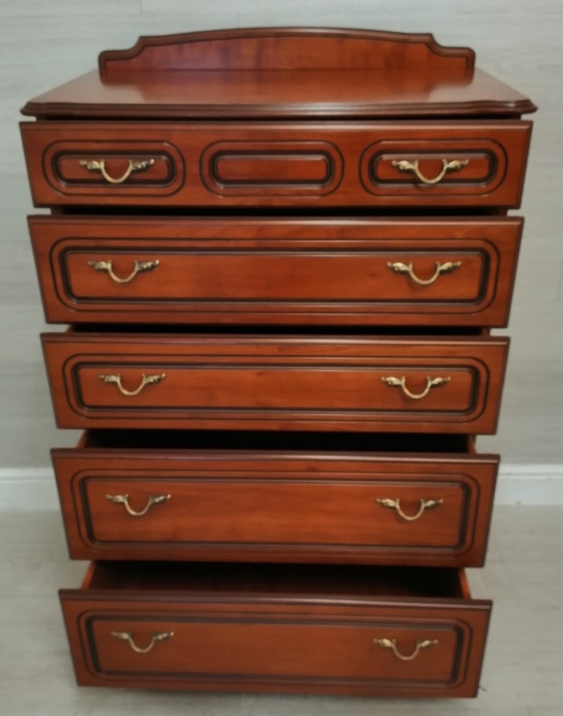 CLASSIC cheery WOOD style FIVE DRAWER CHEST