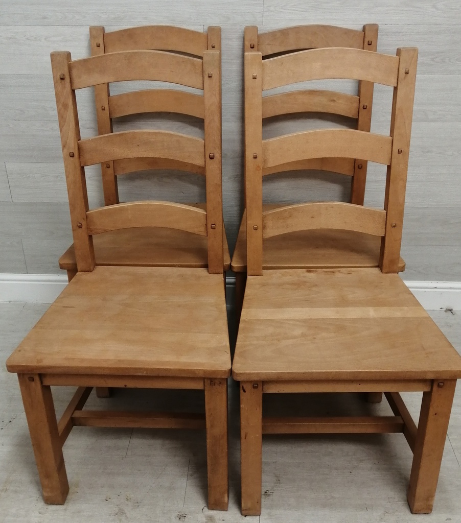 four X SOLID LADDER BACK DINING CHAIRS
