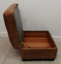 distressed Tan Leather Storage Footstool