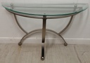 Lovely half moon glass top console table