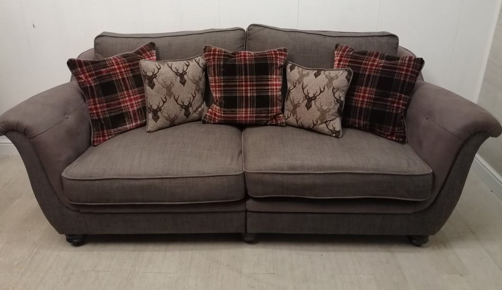lovely brown toned three seater sofa