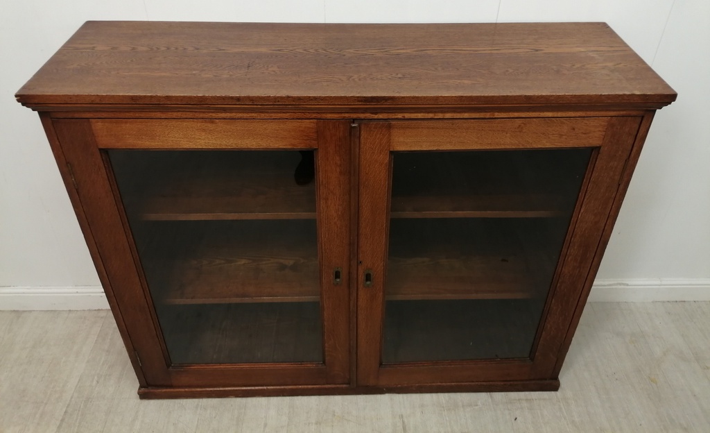 antique glazed fronted bookcase display unit