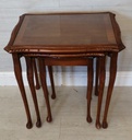 NEST OF THREE GLASS TOP yew repro TABLES