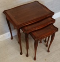 NEST OF THREE GLASS TOP yew repro TABLES