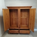 LARGE SOLID PINE DOUBLE WARDROBE with drawers
