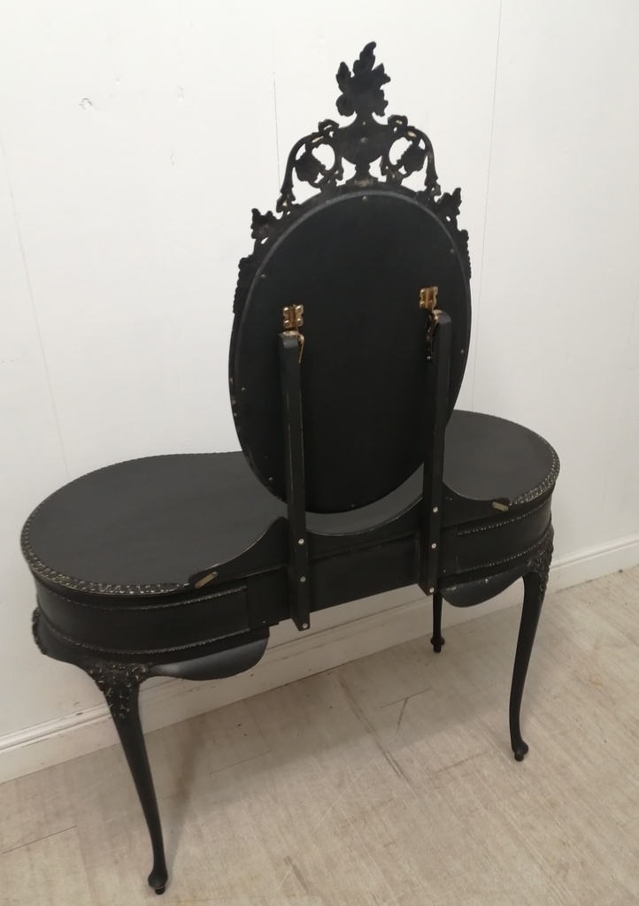 MARIE ANTOINETTE STYLE DRESSING TABLE &amp; mirror painted in ‘NATURAL CHARCOAL