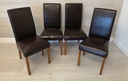 4 X BROWN FAUX LEATHER DINING CHAIRS
