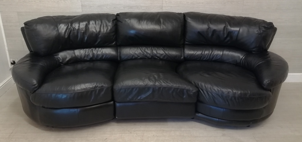 black leather sofa with swivel end seat