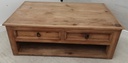 great rustic pine large two drawer coffee table
