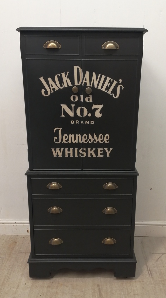 stunning painted  drinks cupboard