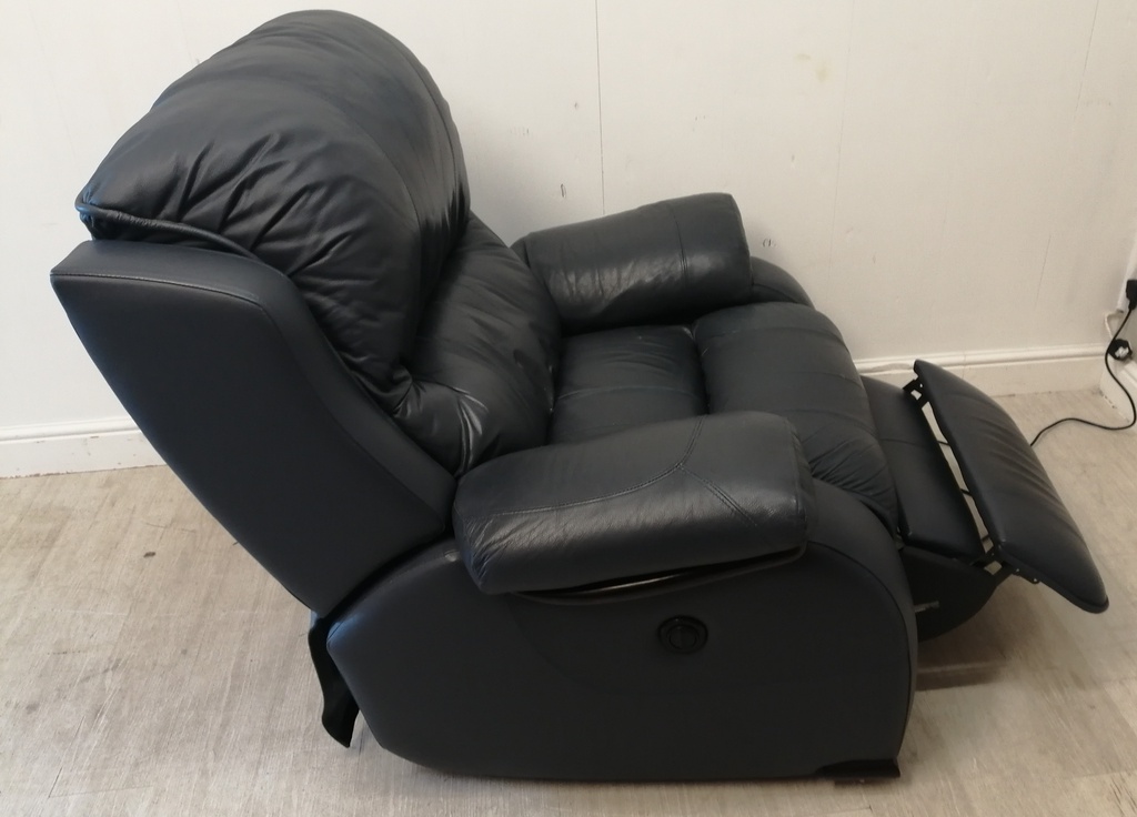 BLUE LEATHER ELECTRIC  RECLINER ARMCHAIR