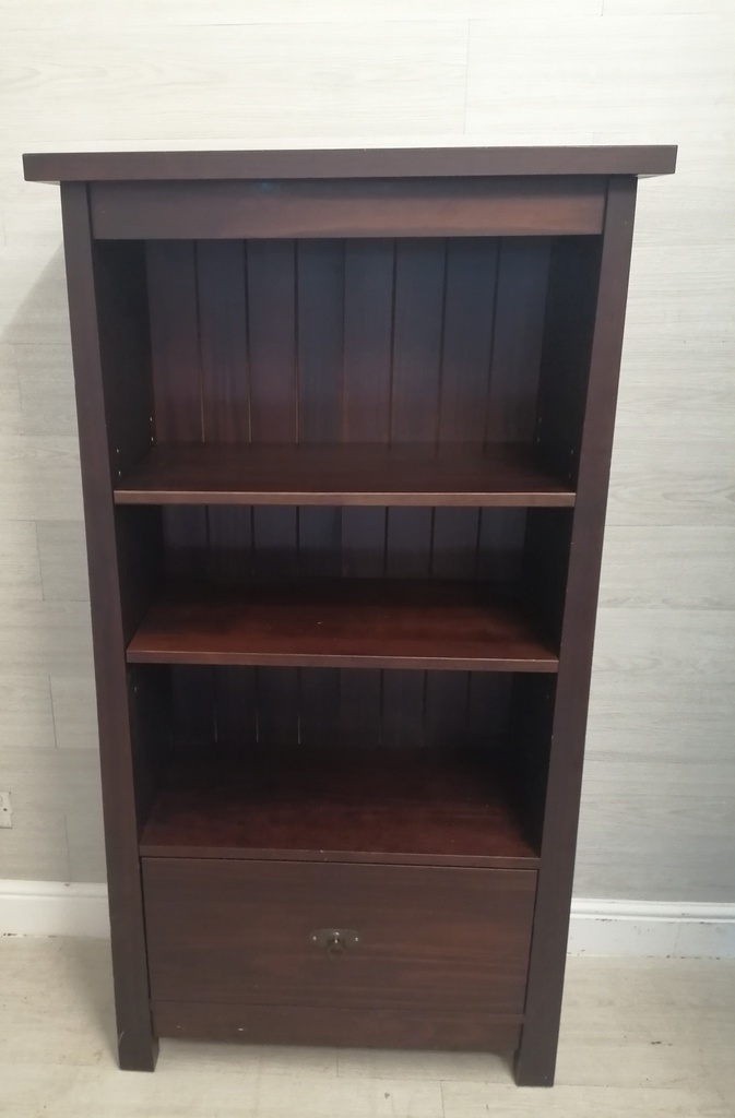 CARK WOOD BOOKCASE WITH DRAWER