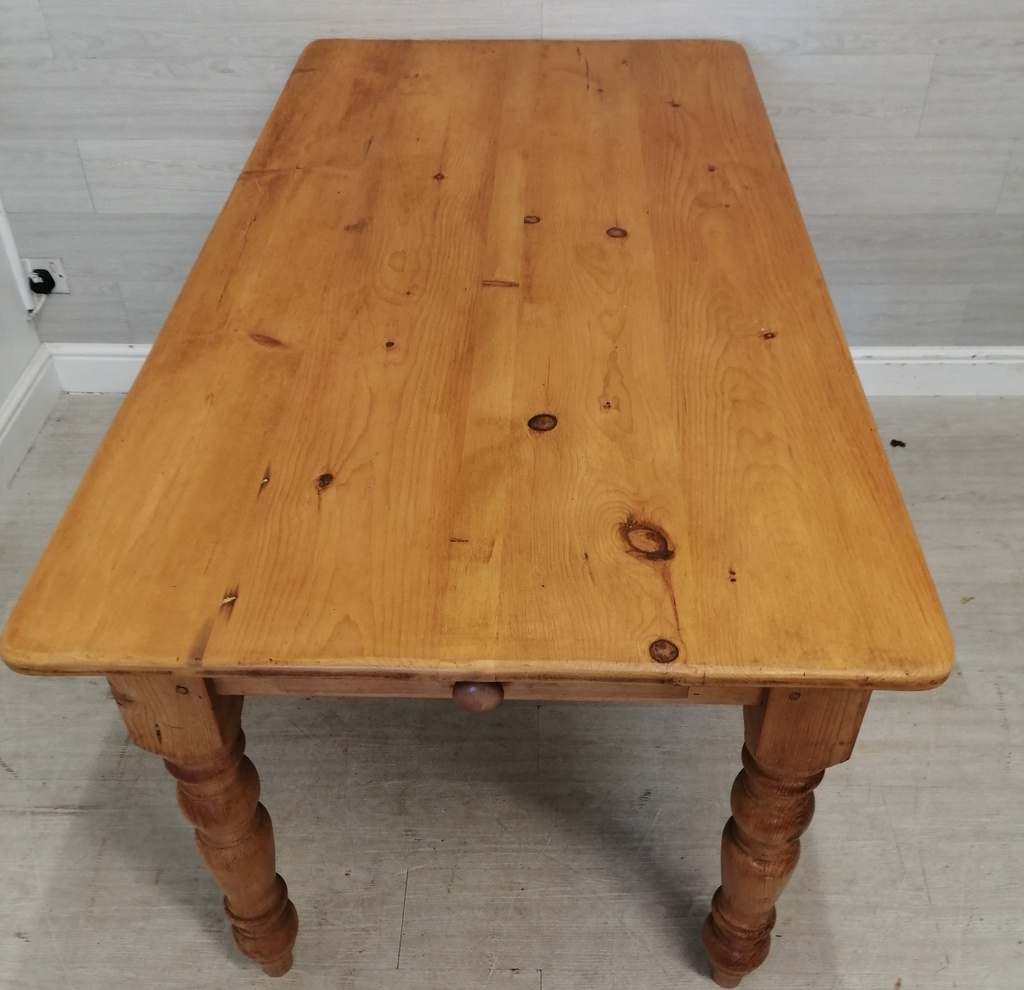 SOLID PINE DINING TABLE WITH DRAWER