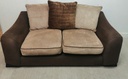 TWO SEATER BROWN TONED FABRIC SOFA