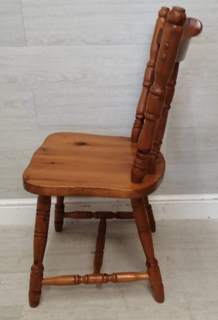 SET OF six HONEY PINE DINING CHAIRS