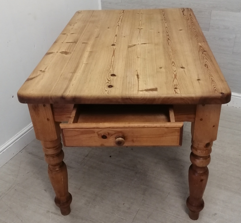 SOLID PINE DINING TABLE WITH DRAWER