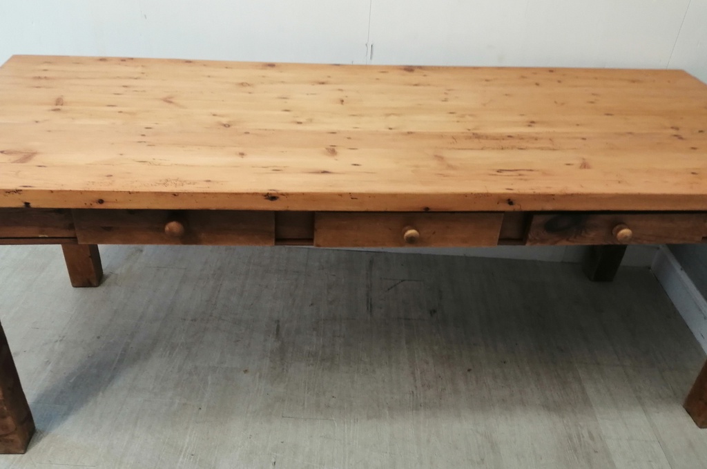 7ft PINE DINING TABLE WITH DRAWERS