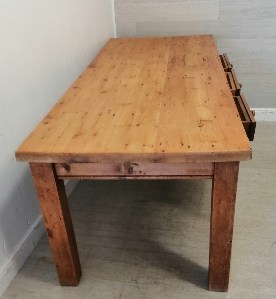 7ft PINE DINING TABLE WITH DRAWERS