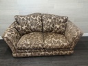 LOVELY TWO SEATER BROWN / gold TONEd FABRIC SOFA