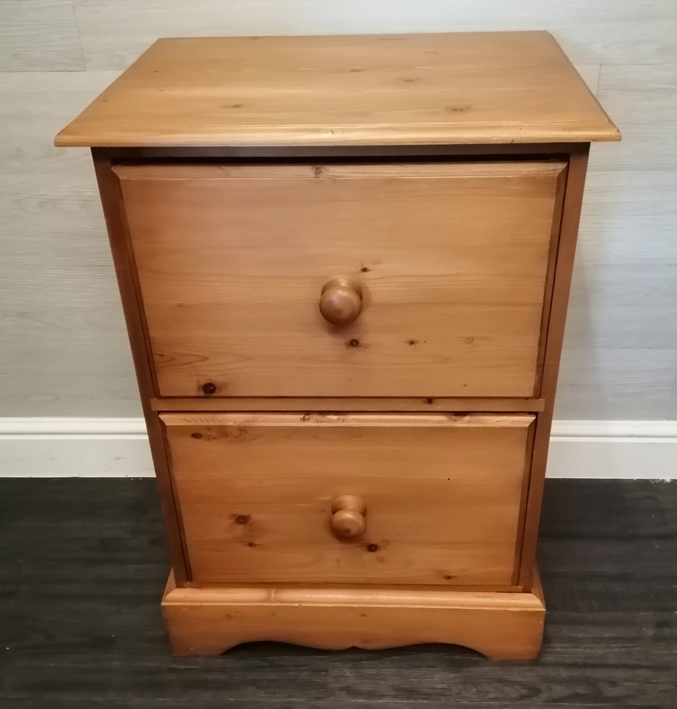 Pine Two Drawer Filing Cabinet