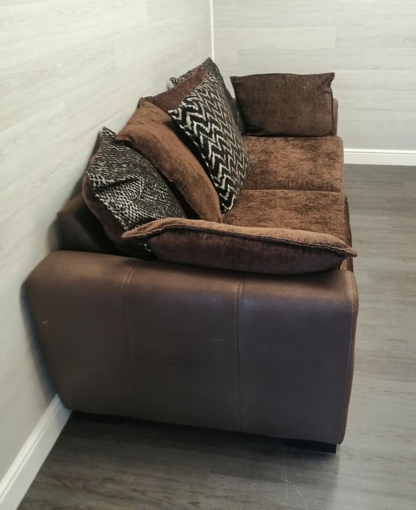 brown toned Three Seater Pillow Back Sofa