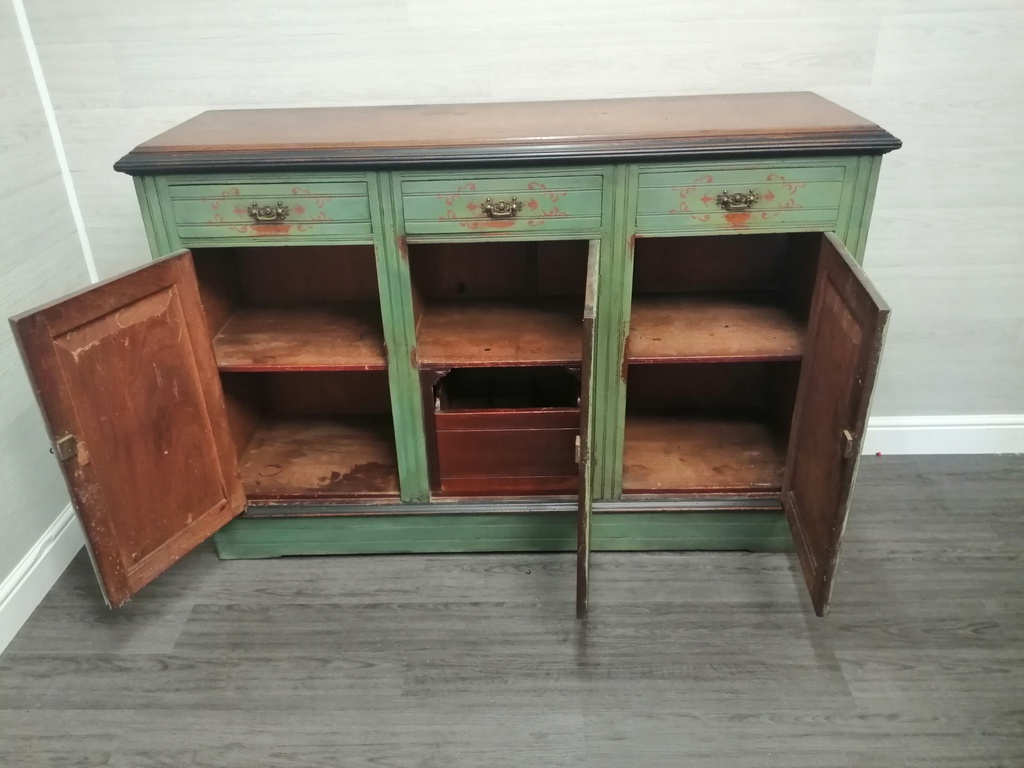 Antique Green Edwardian Sideboard