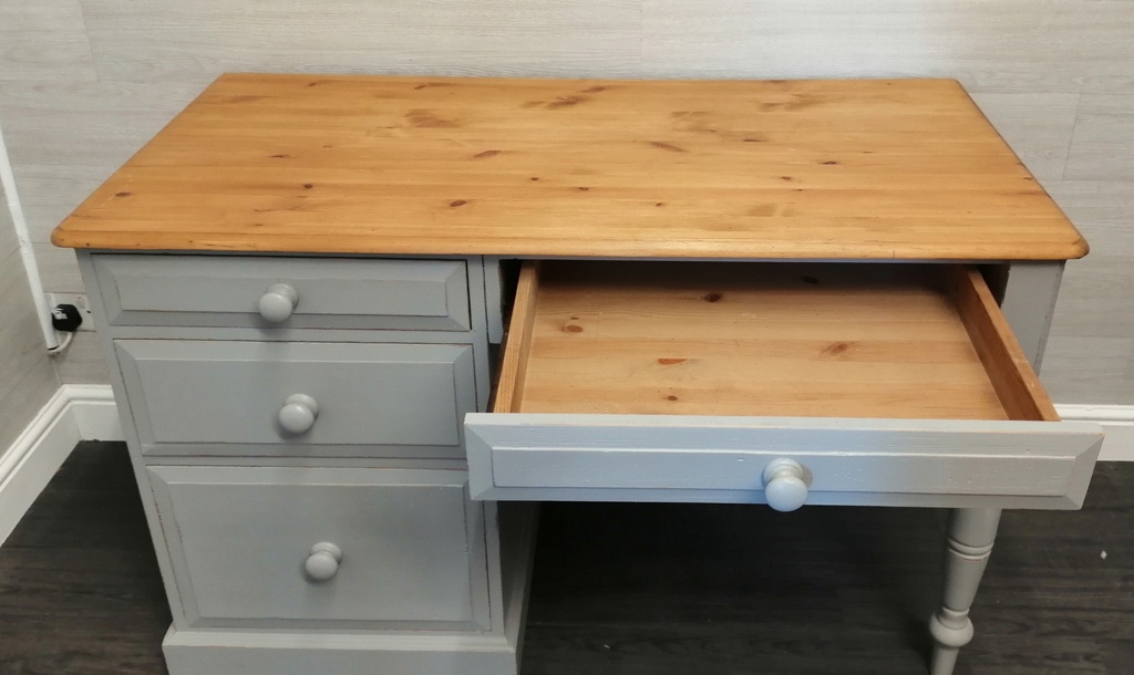 quality pine painted grey computer desk