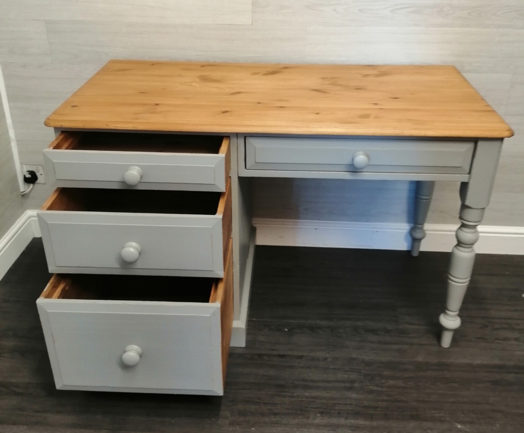 quality pine painted grey computer desk