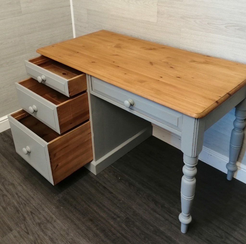 quality pine painted grey computer desk