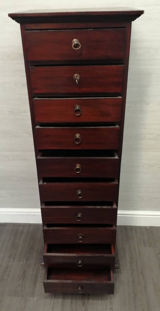 great tall ten drawer dark wood wellington chest