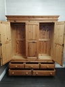 QUALITY SOLID PINE TRIPLE SIZE WARDROBE WITH BANK OF DRAWERS UNDER