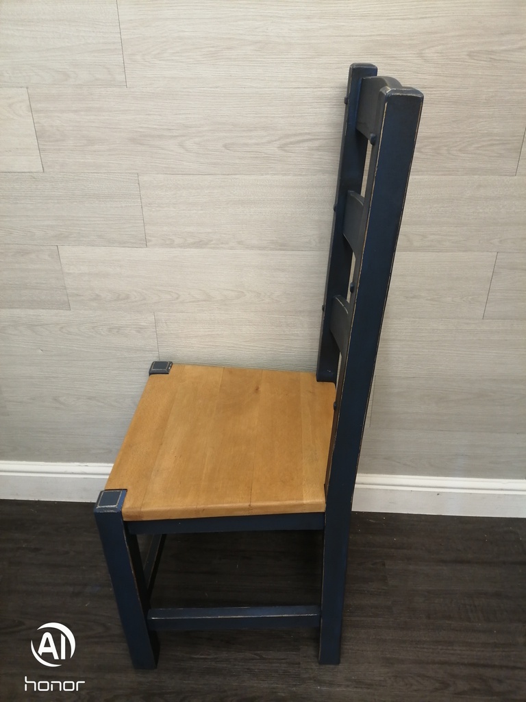 4 X ‘ink blue’ LADDER BACK CHAIRS