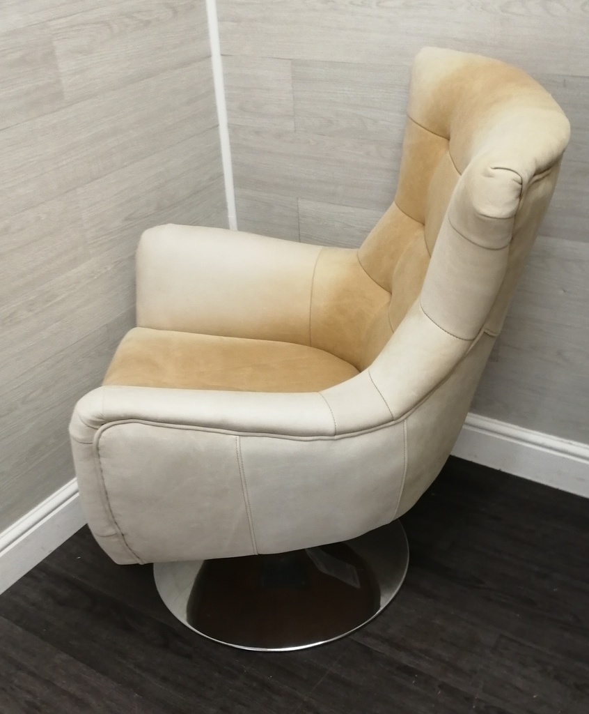 stylish Cream Leather Swivel Chair