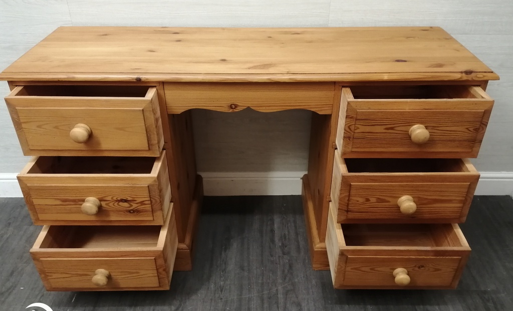 solid Pine six Drawer Dressing Table / Desk