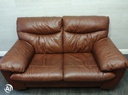 two seater brown leather sofa