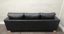 modern black faux leather three seater sofa