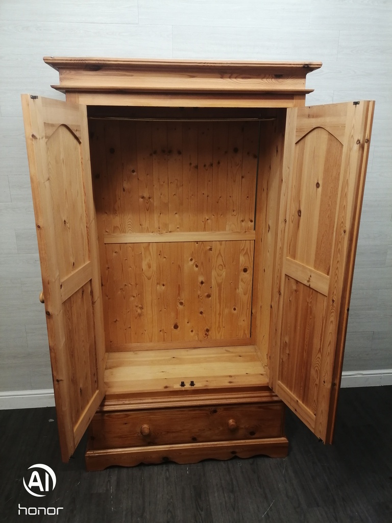 double solid pine  wardrobe with drawer