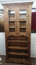 tall solid pine glazed bookcase cupboard unit