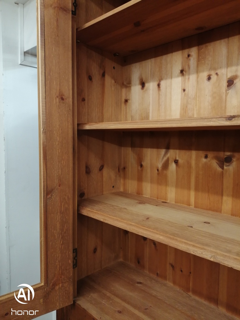 tall solid pine glazed bookcase cupboard unit