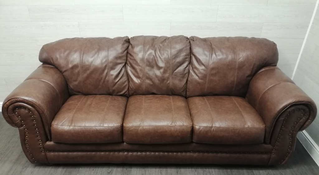 large quality brown leather three peice suite