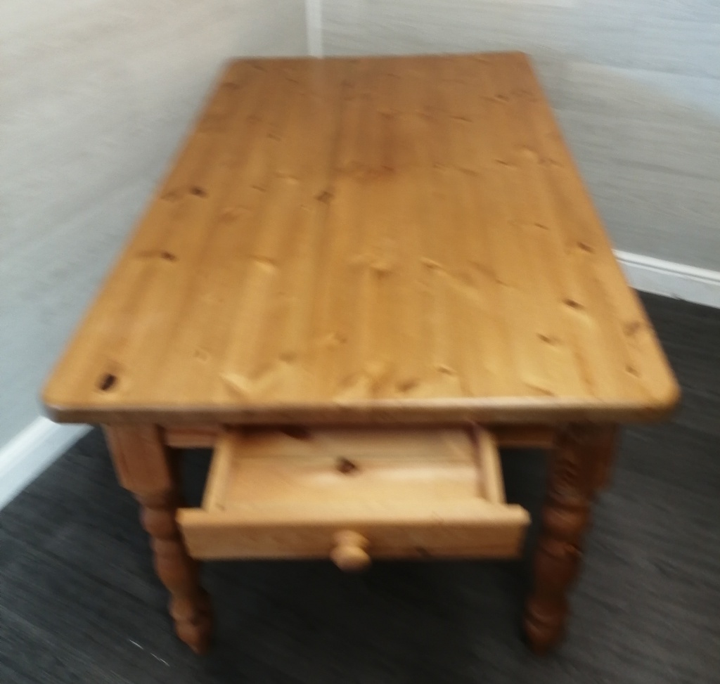 SOLID PINE DINING TABLE WITH DRAWER