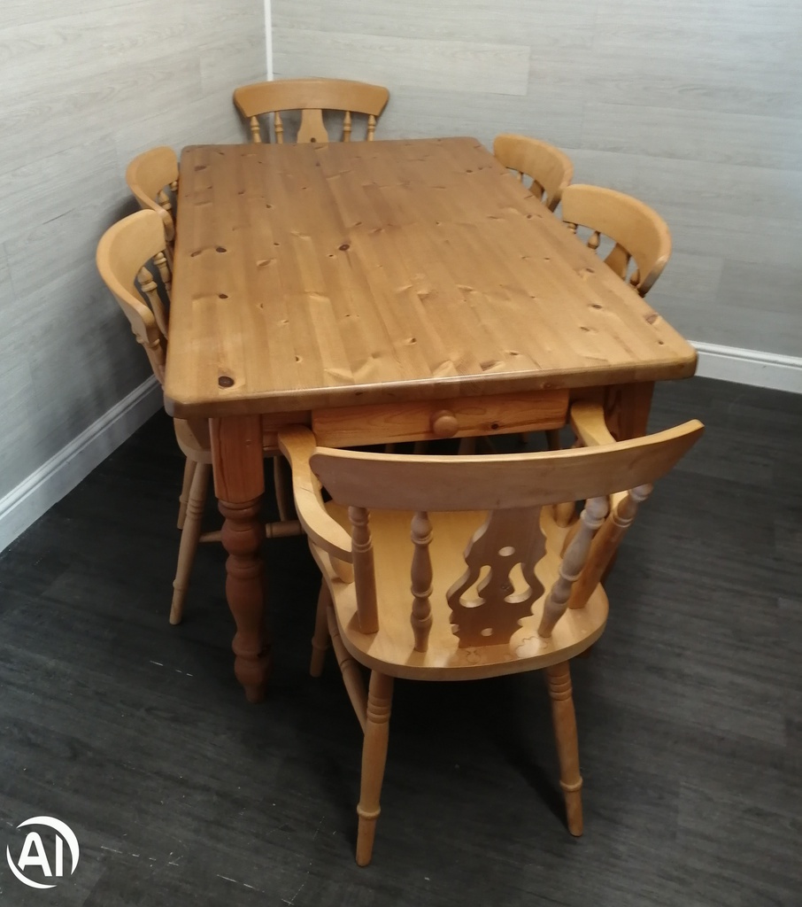 SOLID PINE DINING TABLE WITH DRAWER