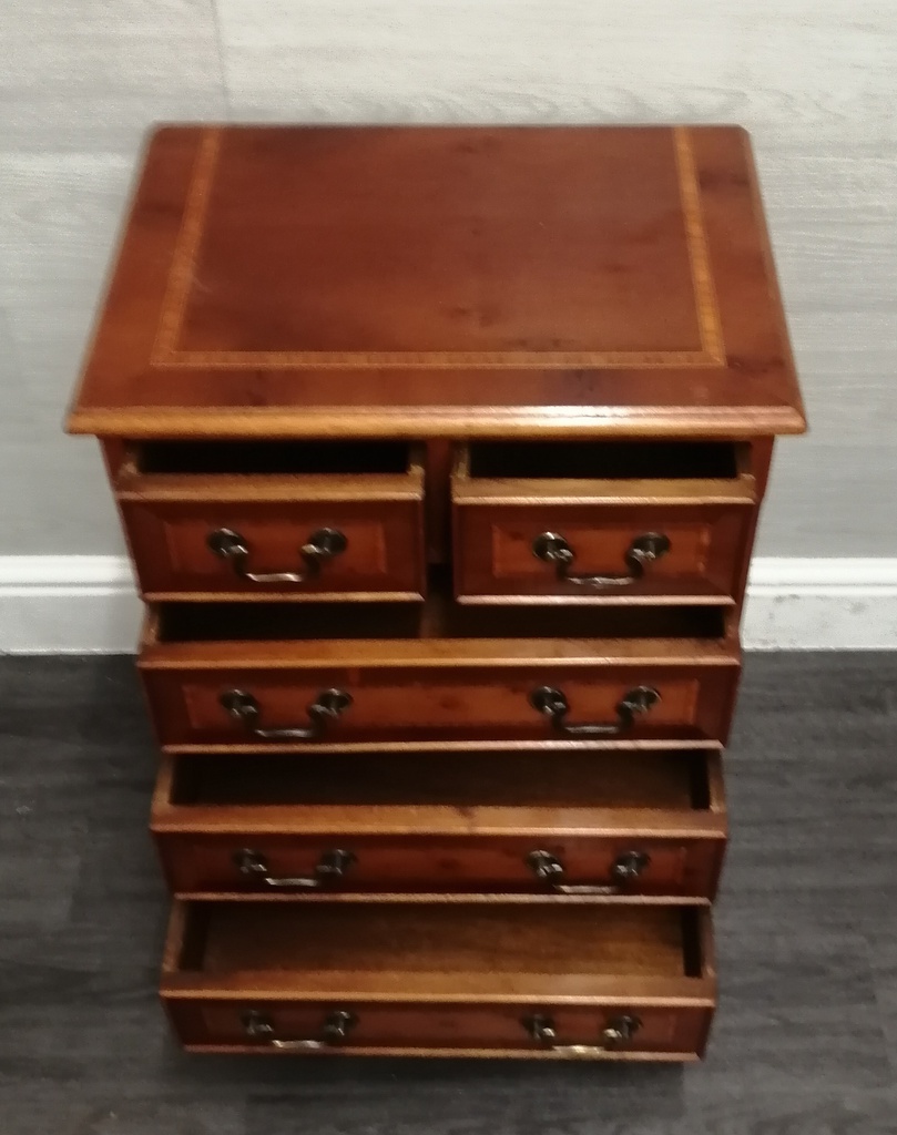 neat yew repro chest of drawers