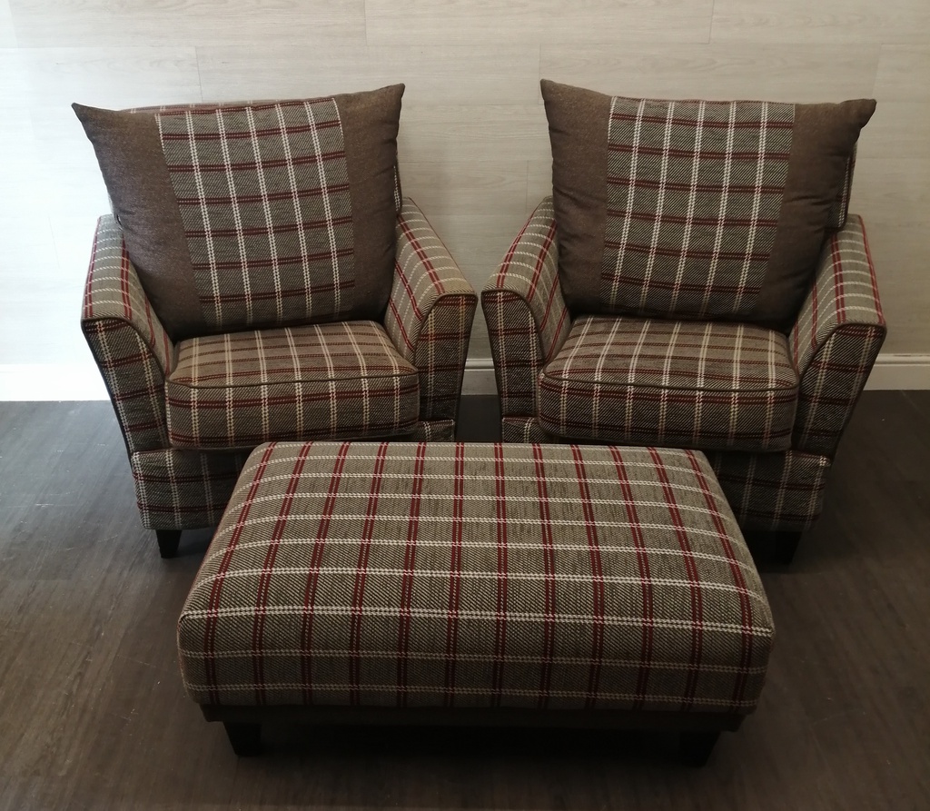 lovely grey check coffee table footstool