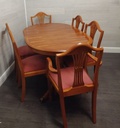 classic repro yew  EXTENDING TABLE AND 6 CHAIRS