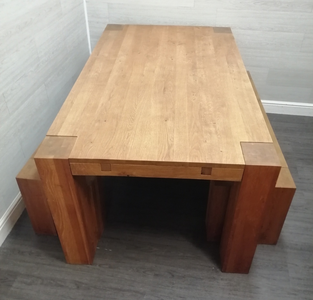 Quality Oak  Dining Table  &amp; Bench Set