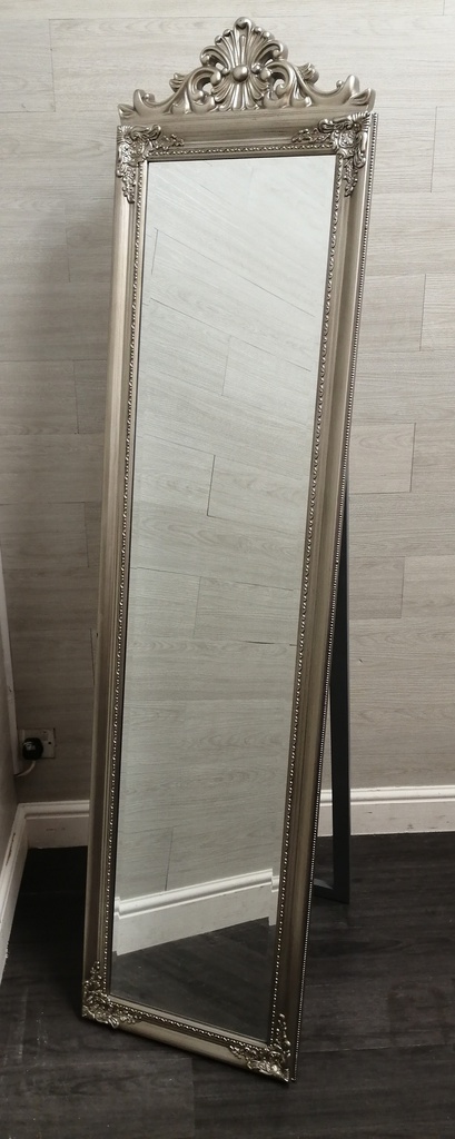 free standing silver Cheval Mirror